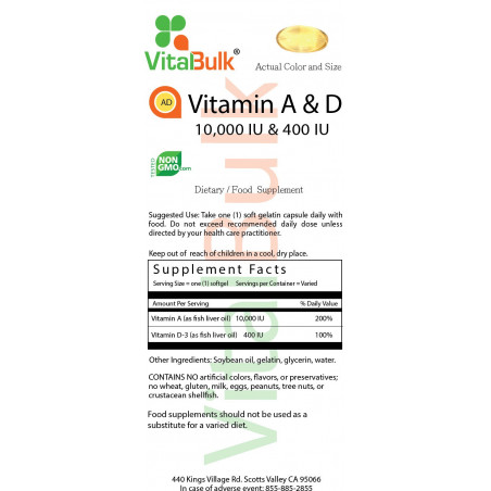 Витамин А & D3 10 000 IU & 400 IU (100шт.)
